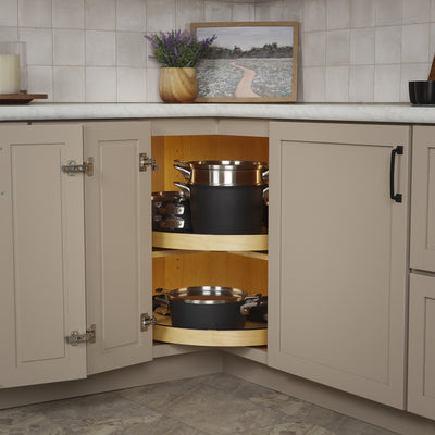 Rev-A-Shelf 28" Maple Kidney Shaped Lazy Susan for Corner Base Cabinets