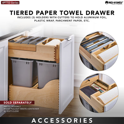Rev-A-Shelf Kitchen Paper Towel Holder with Soft-Close for 18” Base Cabinets
