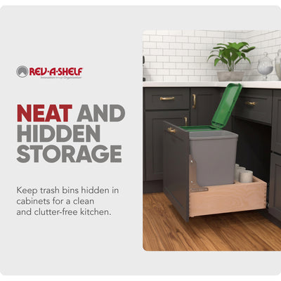 Rev-A-Shelf Wood Double Pullout Waste Container, Soft-Close, 32 qt, Silver - VMInnovations