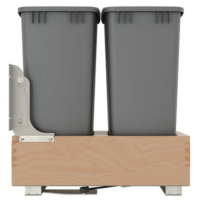 Rev-A-Shelf Wood Double Pullout Waste Container, Soft-Close, 50 qt, Silver