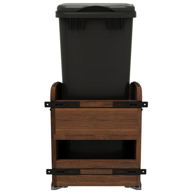 Rev-A-Shelf Walnut Wood Pullout Waste Container, Soft-Close, 50 qt, Black