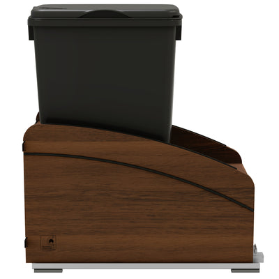 Rev-A-Shelf Walnut Wood Pullout Waste Container, Soft-Close, 50 qt, Black