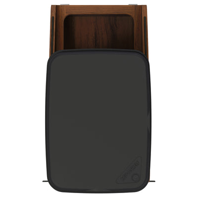 Rev-A-Shelf Walnut Wood Pullout Waste Container, Soft-Close, 50 qt, Black