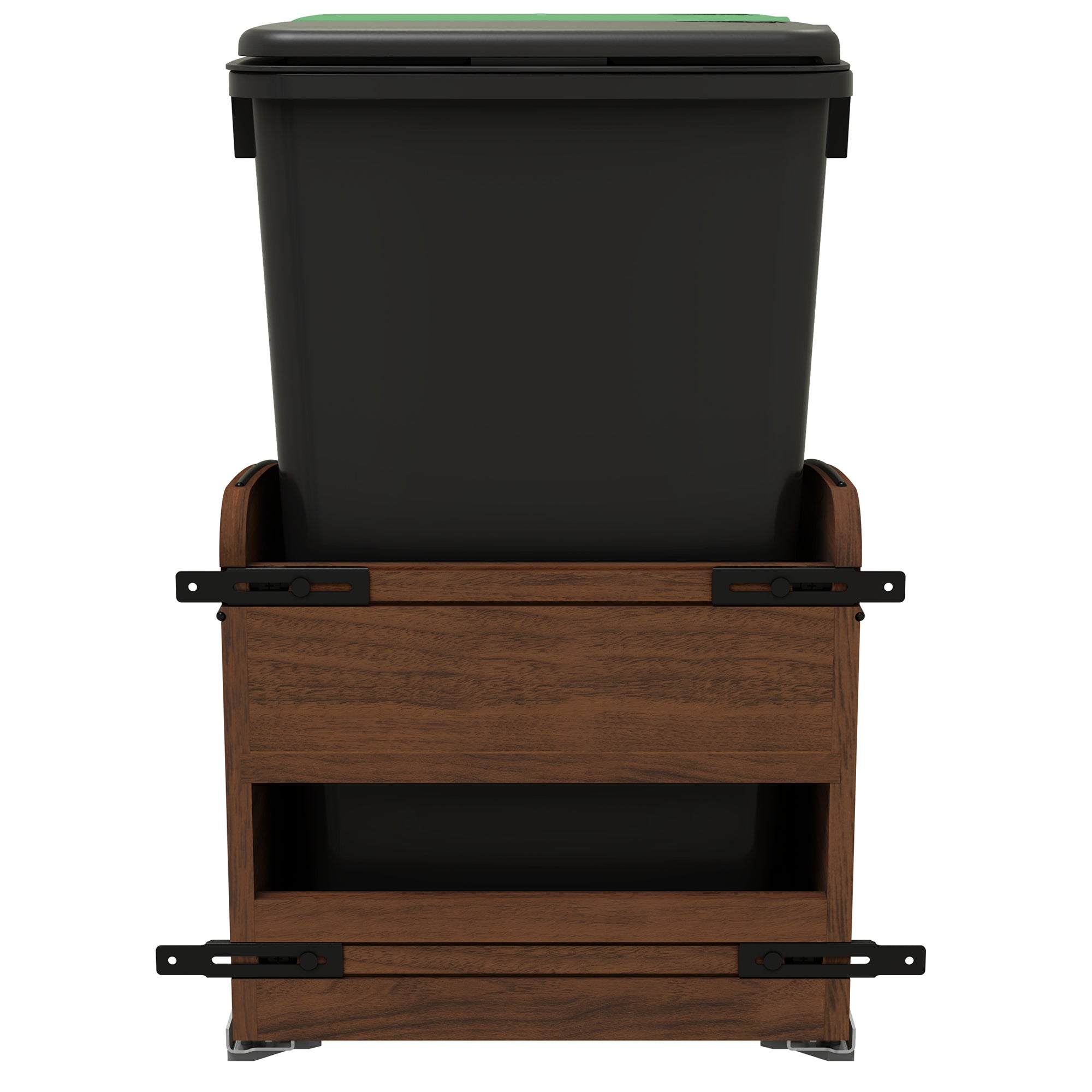 Rev-A-Shelf Walnut Double Pullout Waste Container, Soft-Close, 50 qt, Black