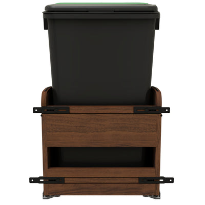 Rev-A-Shelf Walnut Double Pullout Waste Container, Soft-Close, 50 qt, Black