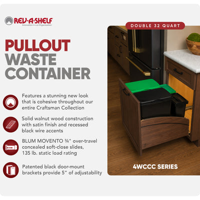 Rev-A-Shelf Craftsman Collection Double Pullout Trash Cans and Compost Bins - VMInnovations