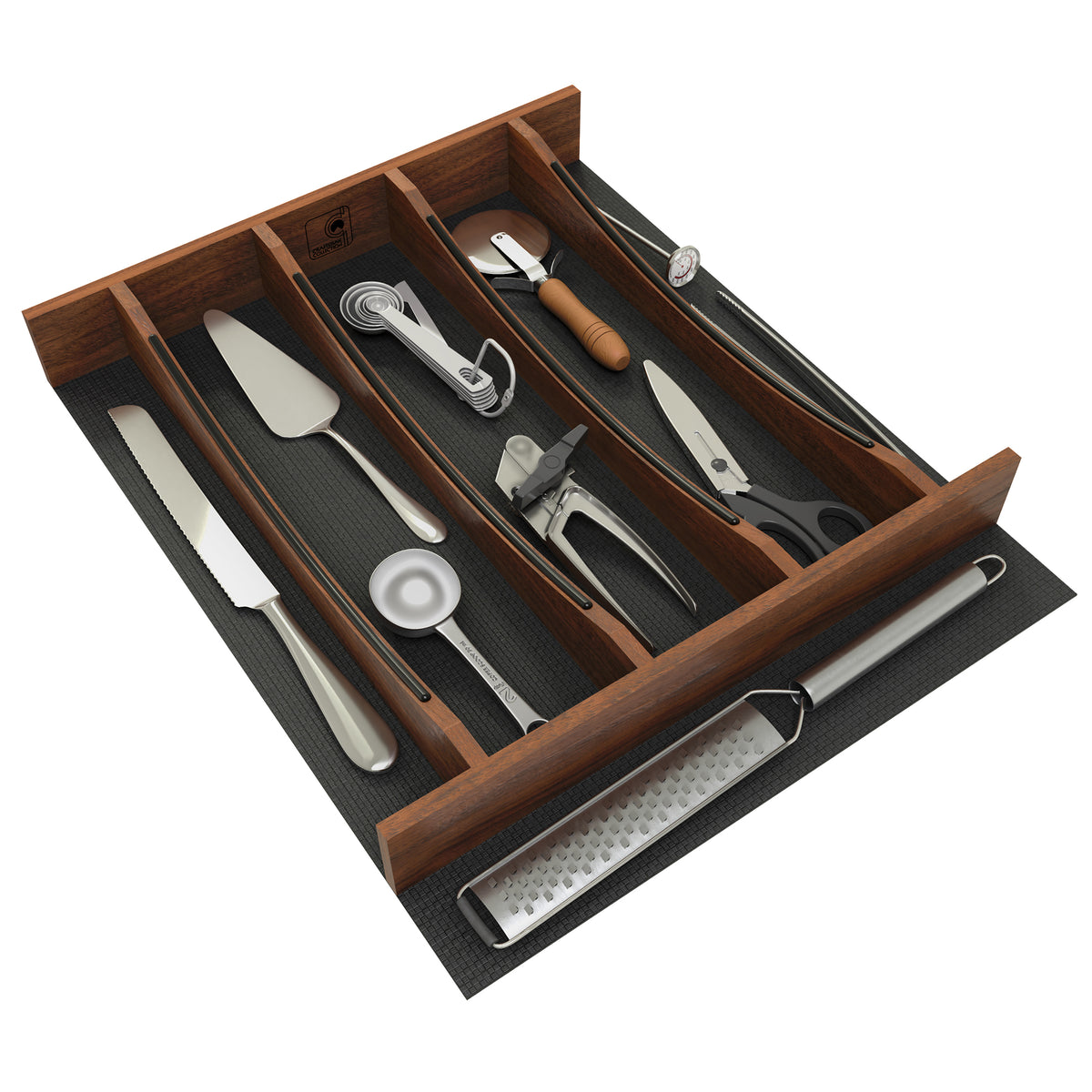 Rev-A-Shelf Utensil Insert, Black Accents, Walnut, 16.22 in., 4WUTCC-WN-21MB-1