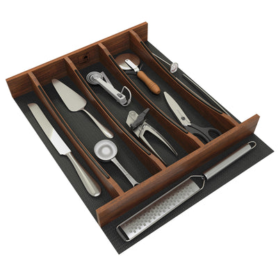 Rev-A-Shelf Utensil Insert, Black Accents, Walnut, 16.22 in., 4WUTCC-WN-21MB-1