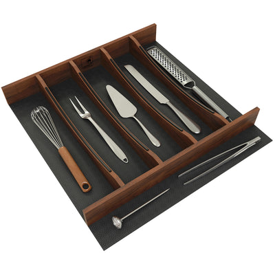 Rev-A-Shelf Utensil Insert, Black Accents, Walnut, 19.25 in., 4WUTCC-WN-24MB-1
