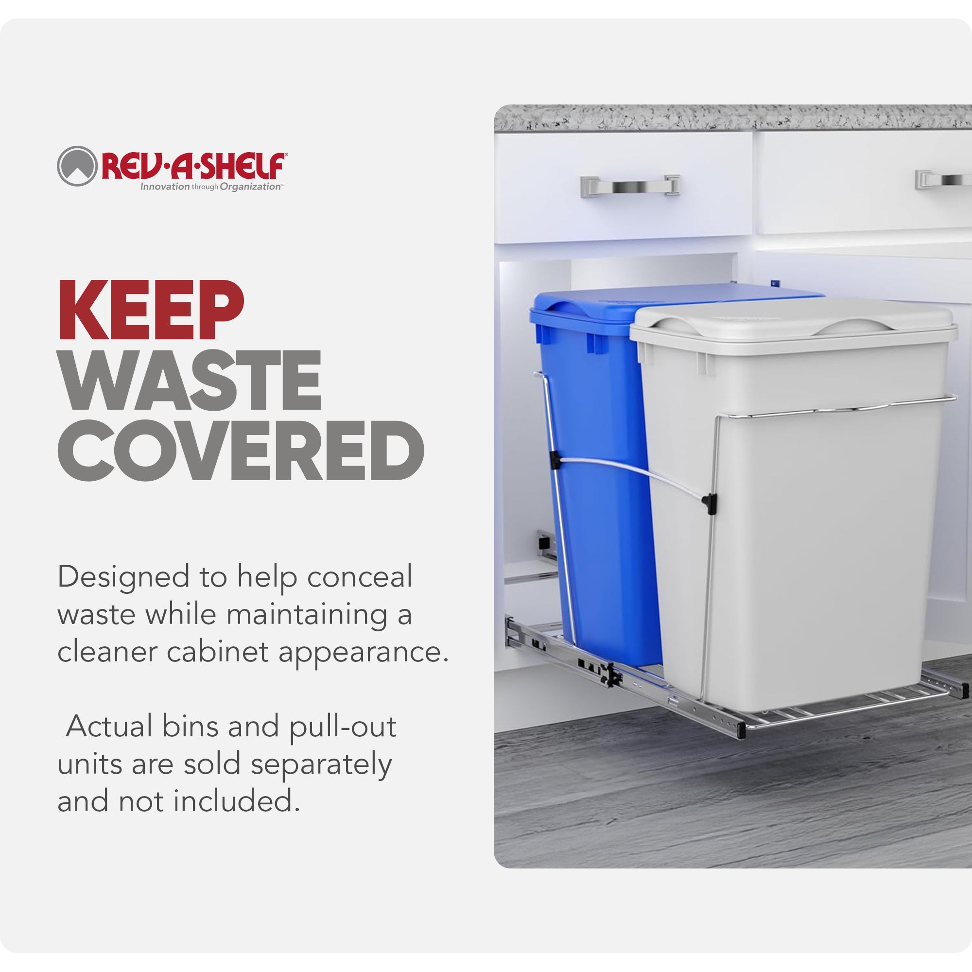 Rev-A-Shelf Kitchen Waste Container & Trash Can Lid, Fits 35 & 50 Qt, Blue