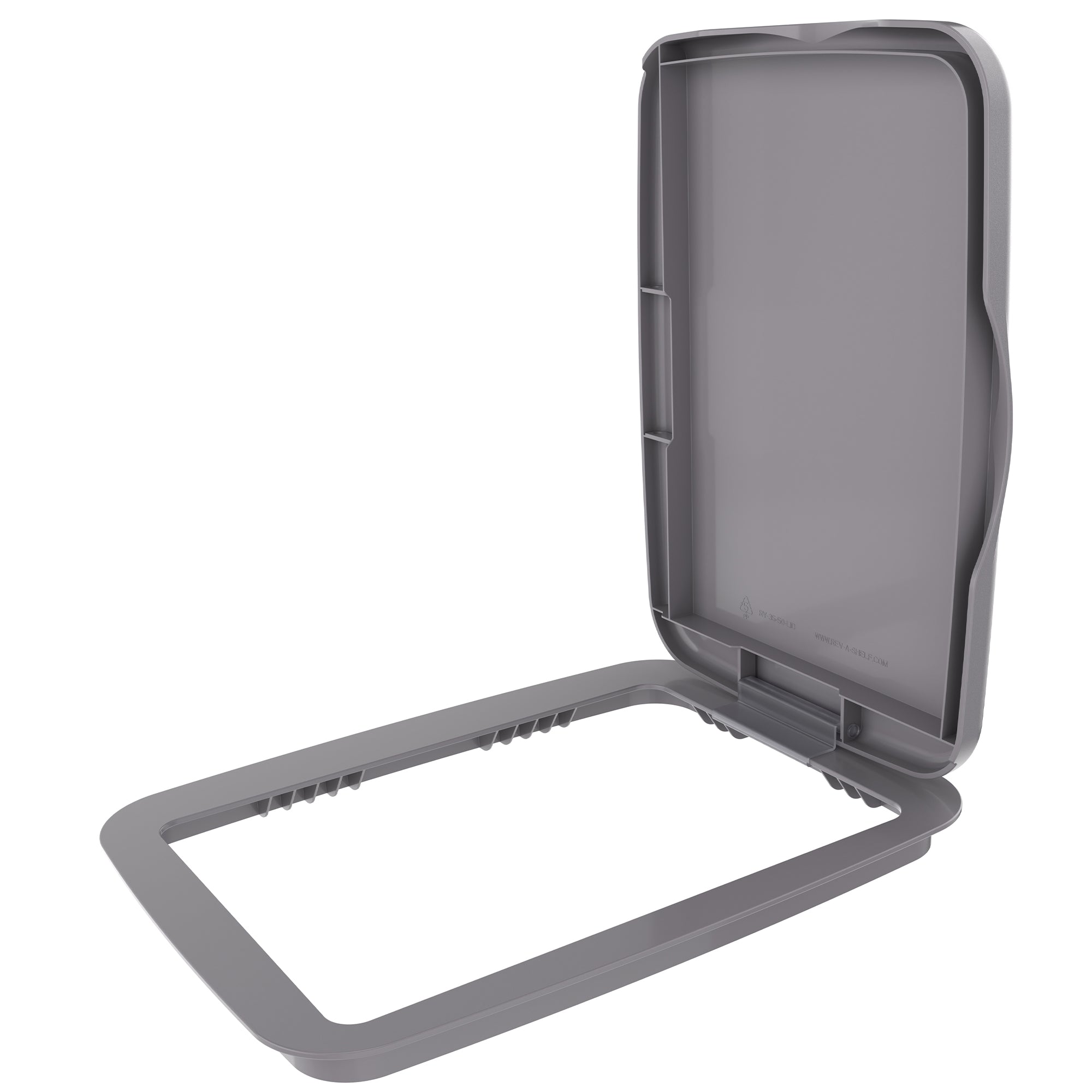 Rev-A-Shelf Kitchen Waste Container & Trash Can Lid, 35 & 50 Qt, Metallic Silver