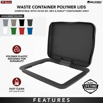 Rev-A-Shelf Kitchen Waste Container & Trash Can Lid, Fits 35 & 50 Qt, Green