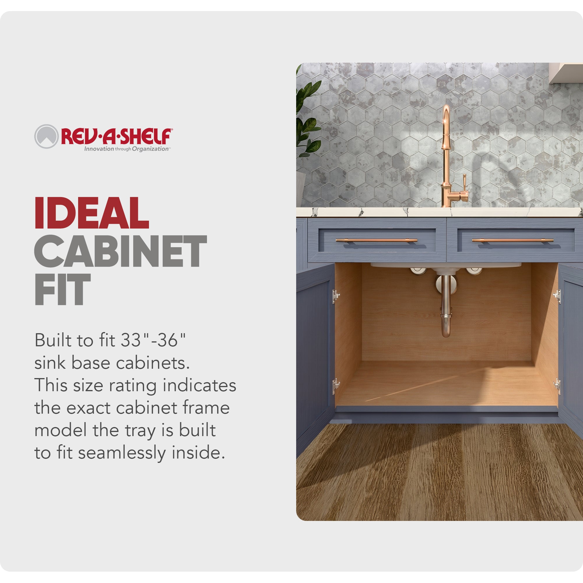 Rev-A-Shelf Under Sink Drip Tray for Sink Base Cabinets, Fits 33" - 36" - VMInnovations