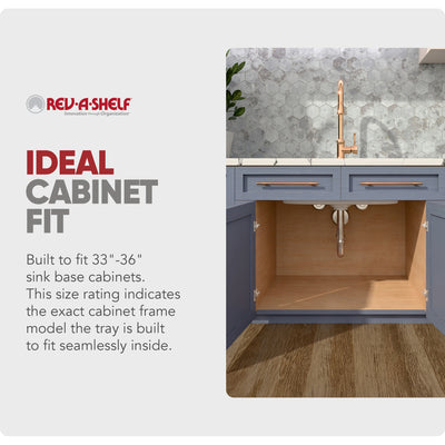 Rev-A-Shelf Under Sink Drip Tray for Sink Base Cabinets, Fits 33" - 36" - VMInnovations