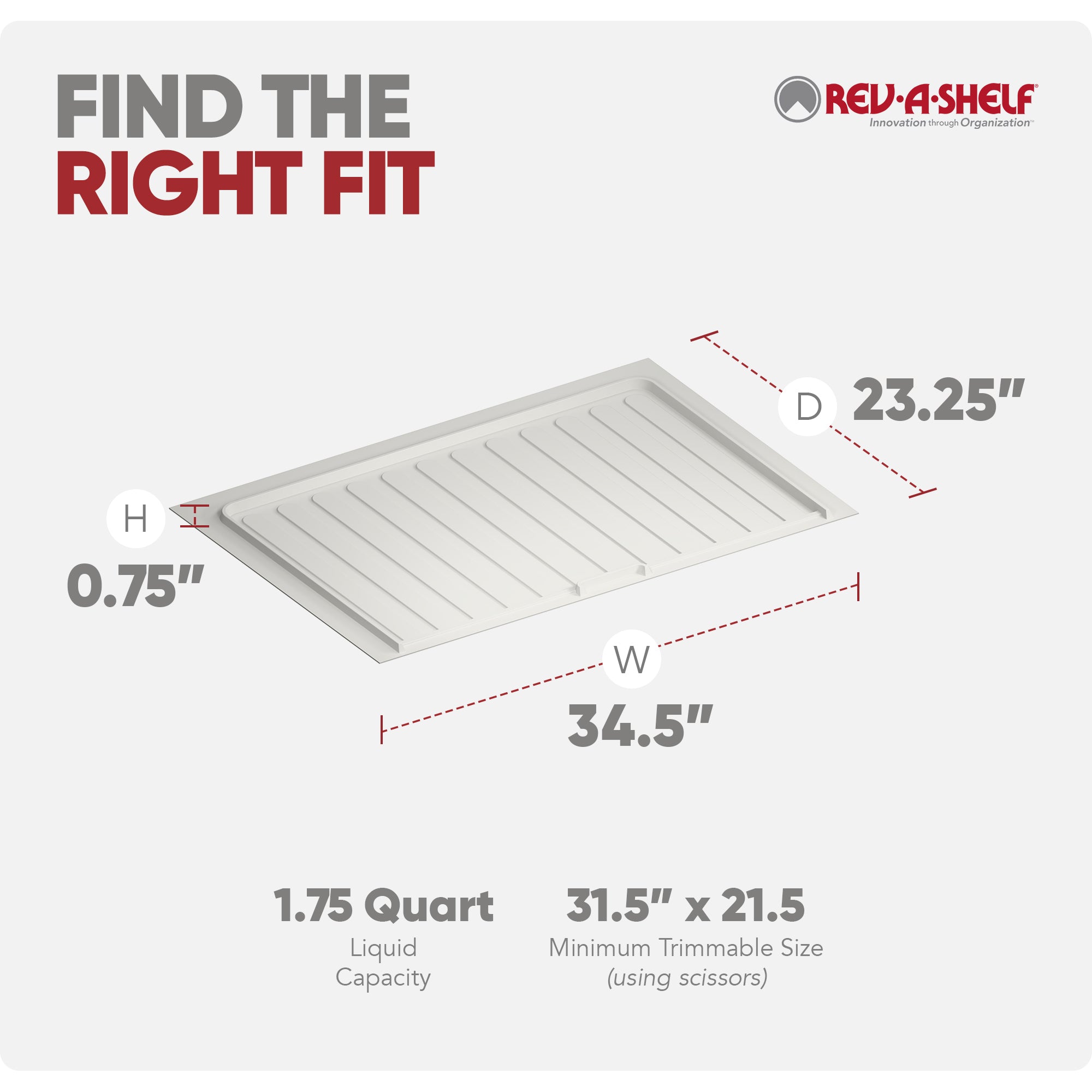 Rev-A-Shelf Under Sink Drip Tray for Sink Base Cabinets, Fits 33" - 36" - VMInnovations