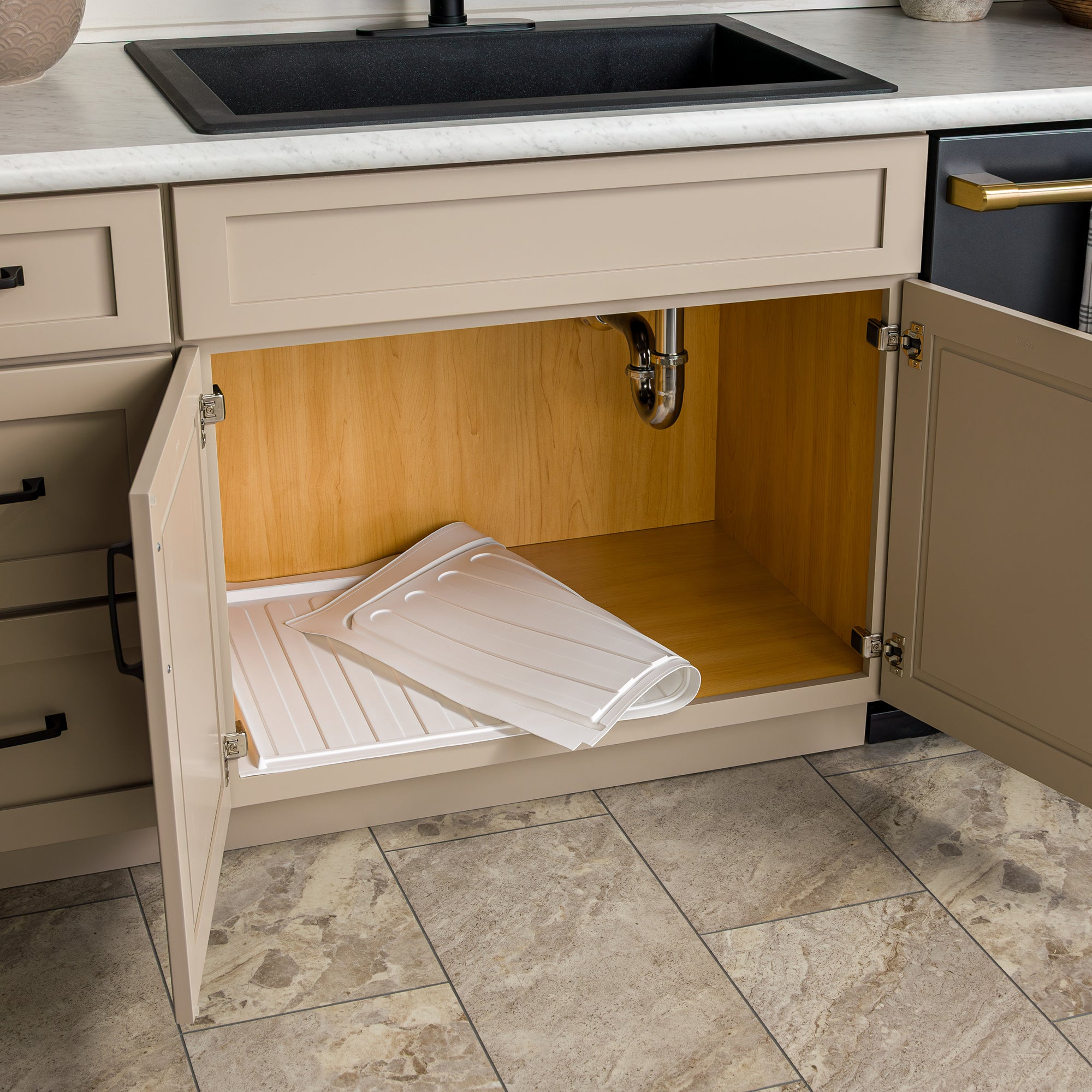 Rev-A-Shelf Under Sink Drip Tray for Sink Base Cabinets, Fits 33" - 36" - VMInnovations