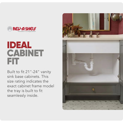 Rev-A-Shelf Under Sink Drip Tray for Vanity Base Cabinets, Fits 21" - 24" - VMInnovations