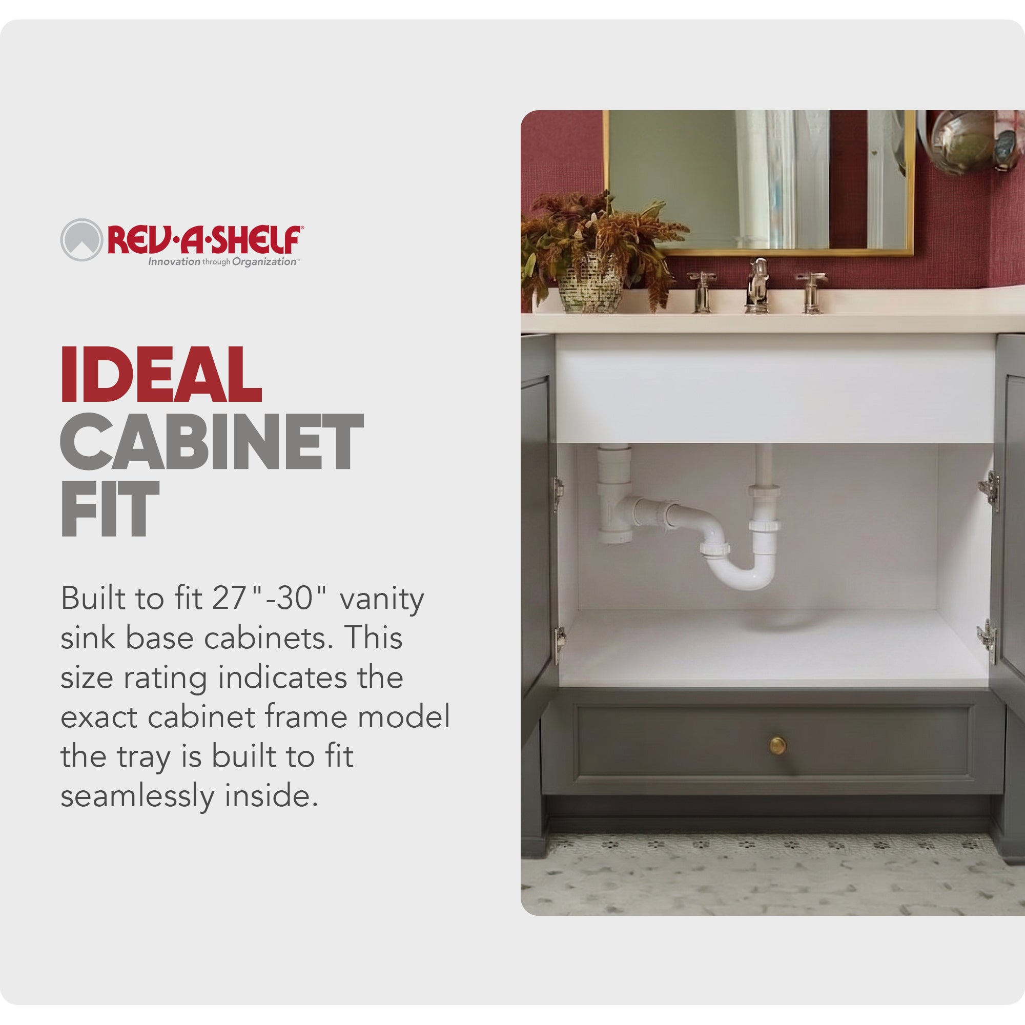 Rev-A-Shelf Under Sink Drip Tray for Vanity Base Cabinets, Fits 27" - 30" - VMInnovations