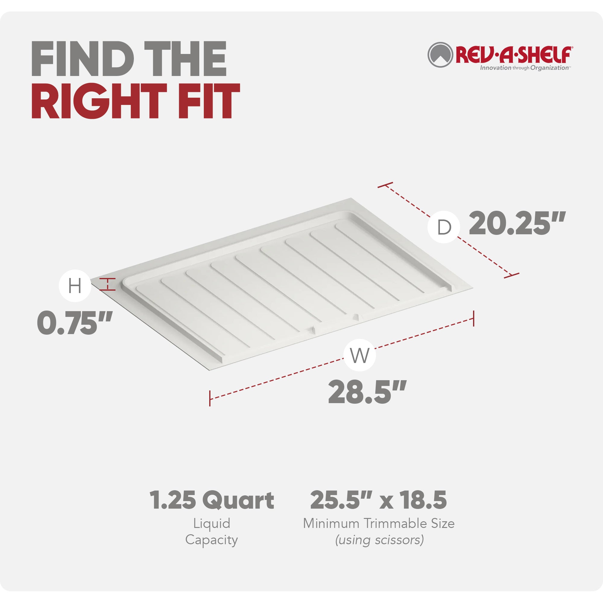 Rev-A-Shelf Under Sink Drip Tray for Vanity Base Cabinets, Fits 27" - 30" - VMInnovations