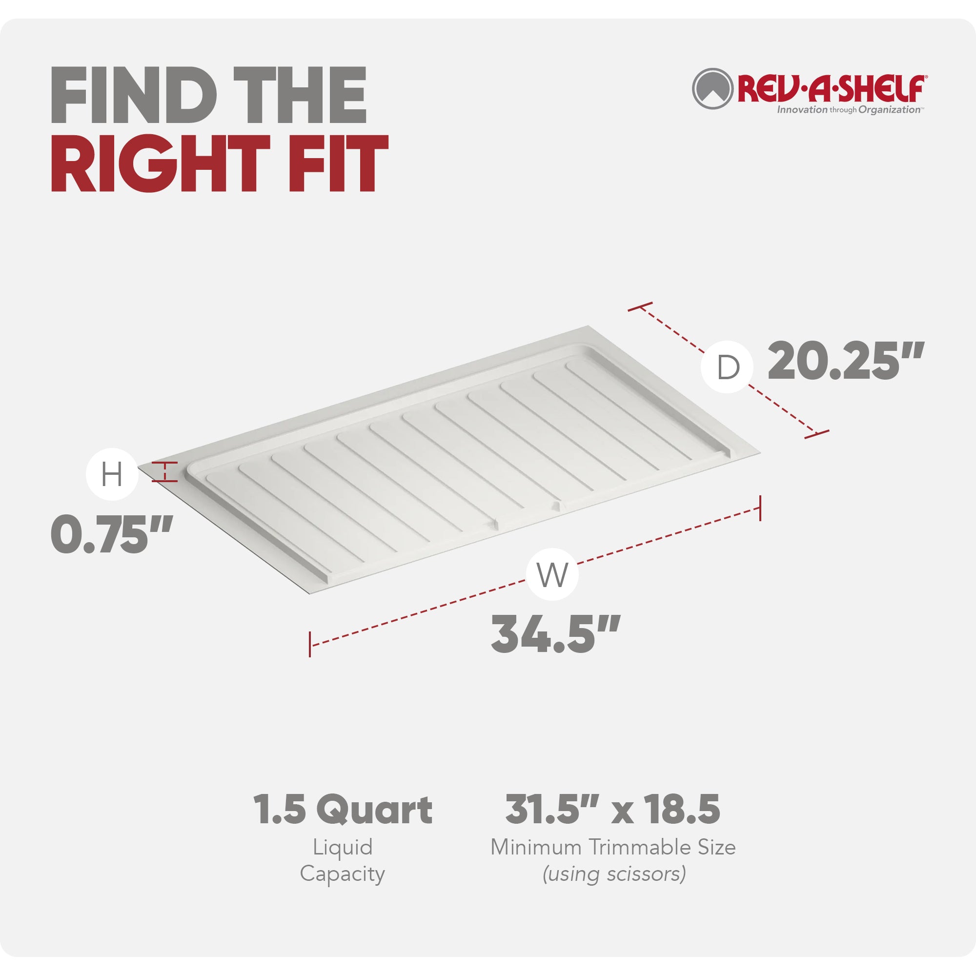 Rev-A-Shelf Under Sink Drip Tray for Vanity Base Cabinets, Fits 33" - 36" - VMInnovations