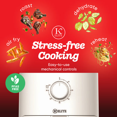 Kitchen Elite 2.2 Qt Compact Mechanical Air Fryer, Manual Knob Control, White (Open Box)