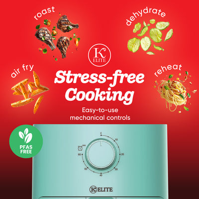 Kitchen Elite 2.2 Qt Compact Mechanical Air Fryer, Manual Knob Controls, Blue - VMInnovations
