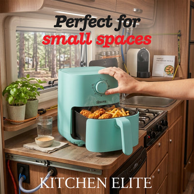 Kitchen Elite 2.2 Qt Compact Mechanical Air Fryer, Manual Knob Controls, Blue - VMInnovations