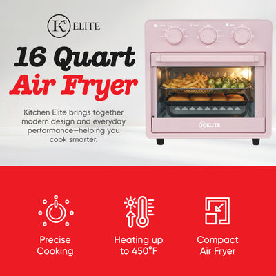 Kitchen Elite 16 Quart Mechanical Air Fryer Oven with Viewing Window, (Open Box)