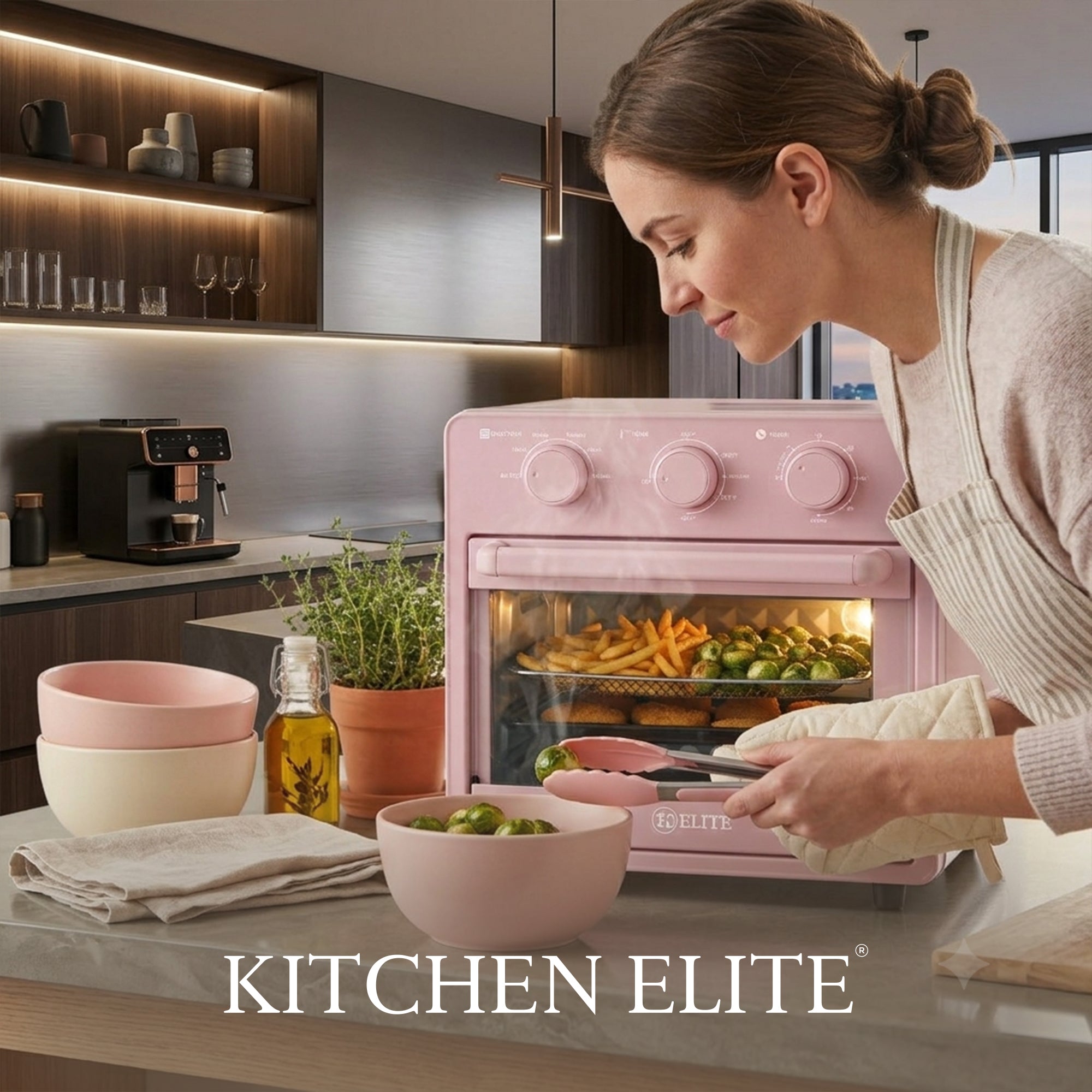 Kitchen Elite 16 Quart Mechanical Air Fryer Oven with Viewing Window, (Open Box)