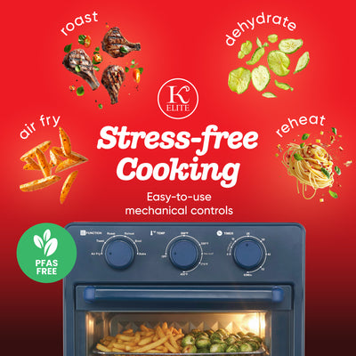 Kitchen Elite 16 Quart Mechanical Air Fryer Oven with Viewing Window, Blue (Open Box)