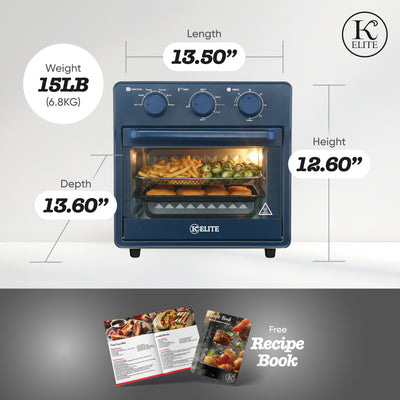 Kitchen Elite 16 Quart Mechanical Air Fryer Oven with Viewing Window, Blue (Open Box)