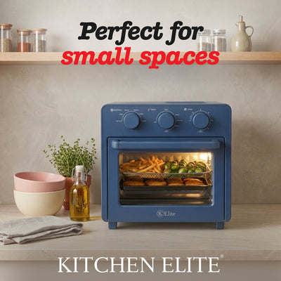 Kitchen Elite 16 Quart Mechanical Air Fryer Oven with Viewing Window, Blue (Open Box)