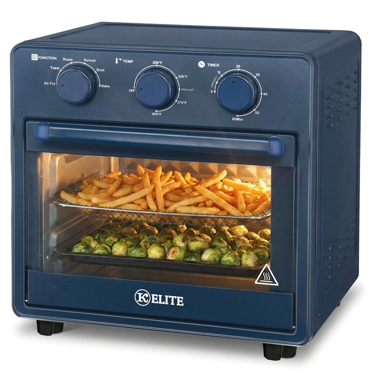 Kitchen Elite 16 Quart Mechanical Air Fryer Oven with Viewing Window, Blue