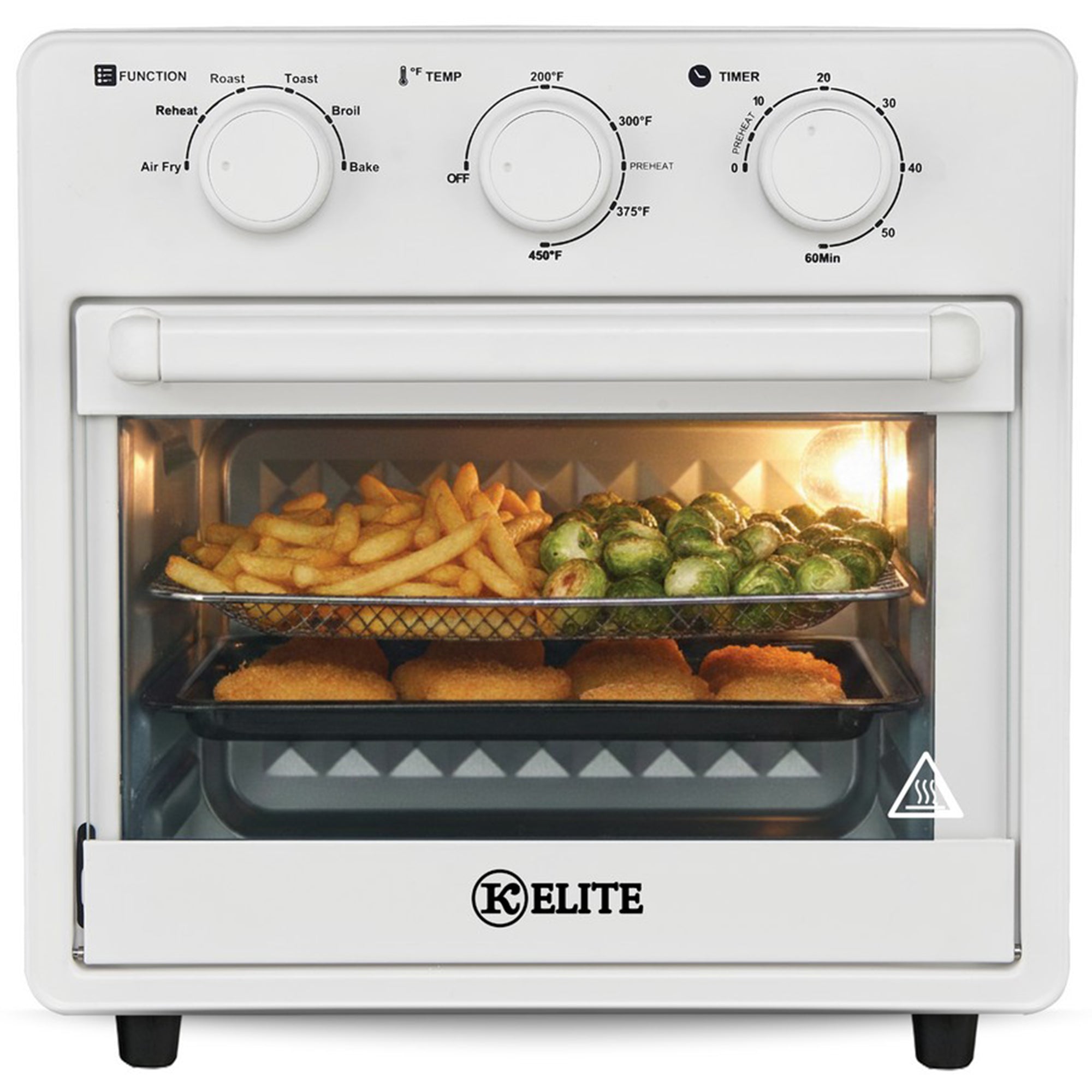 Kitchen Elite 16 Quart Mechanical Air Fryer Oven with Viewing Window, White