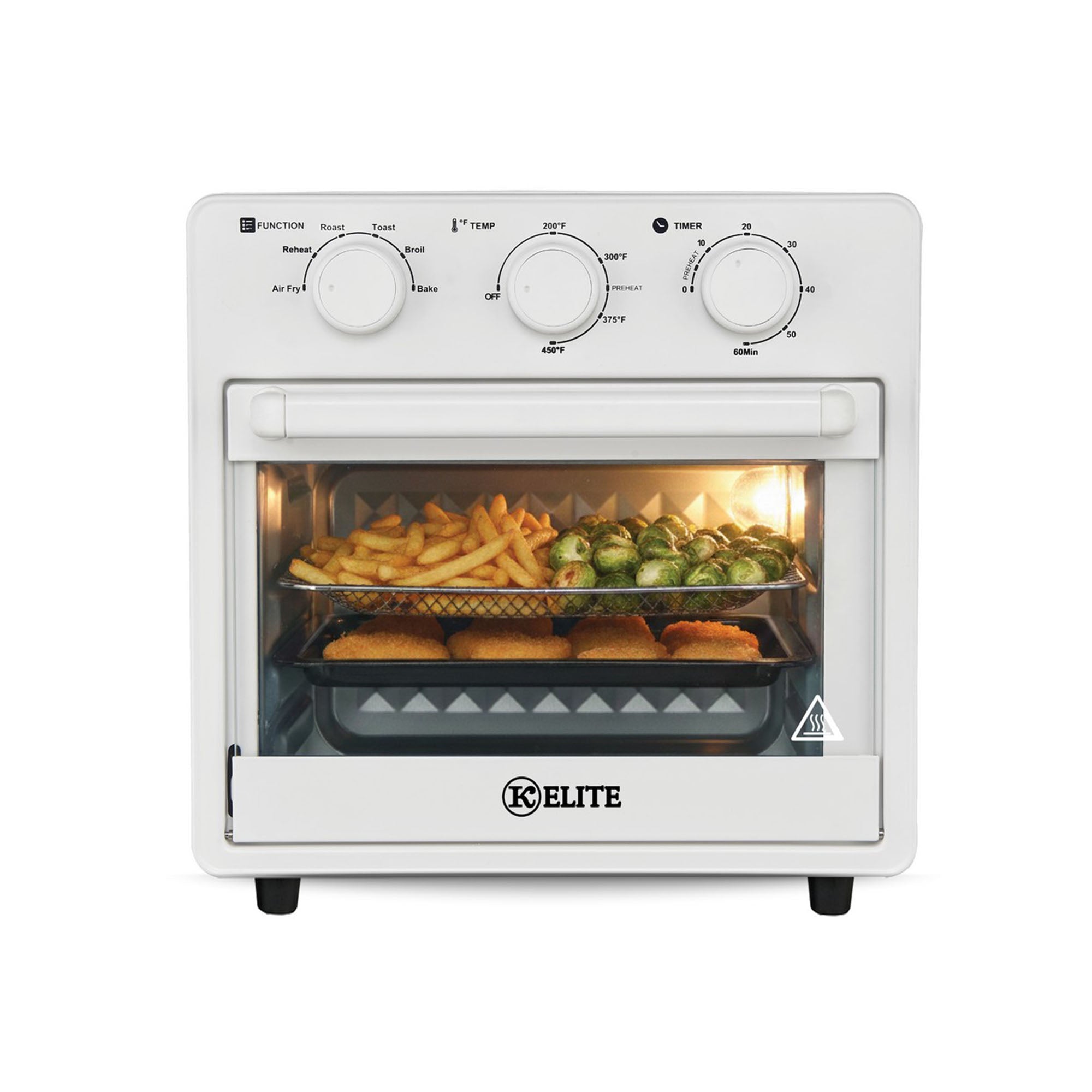 Kitchen Elite 16 Quart Mechanical Air Fryer Oven with Viewing Window, White (Used)