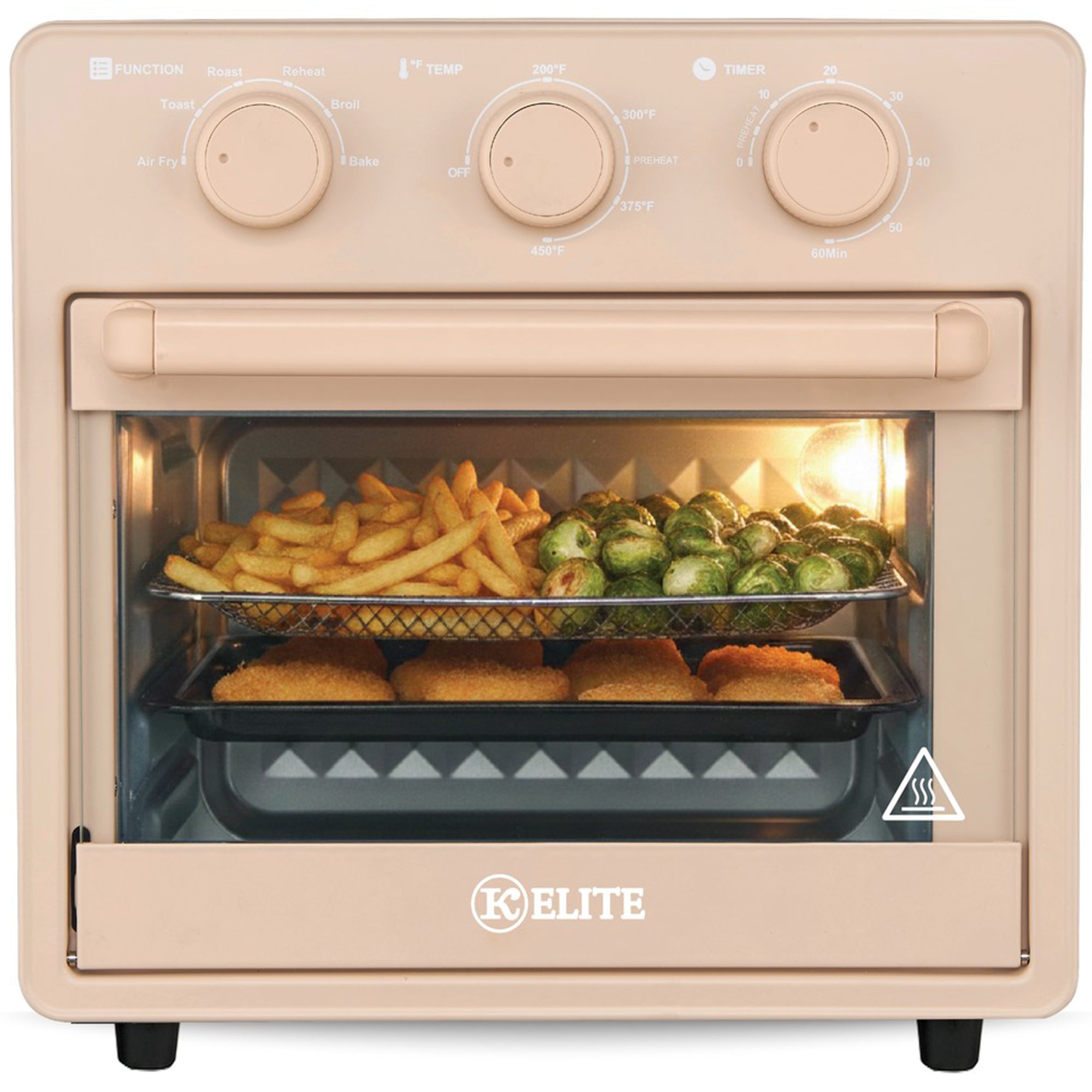 Kitchen Elite 16 Quart Mechanical Air Fryer Oven with Viewing Window, Orange