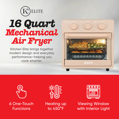 Kitchen Elite 16 Quart Mechanical Air Fryer Oven with Viewing Window, (Open Box)