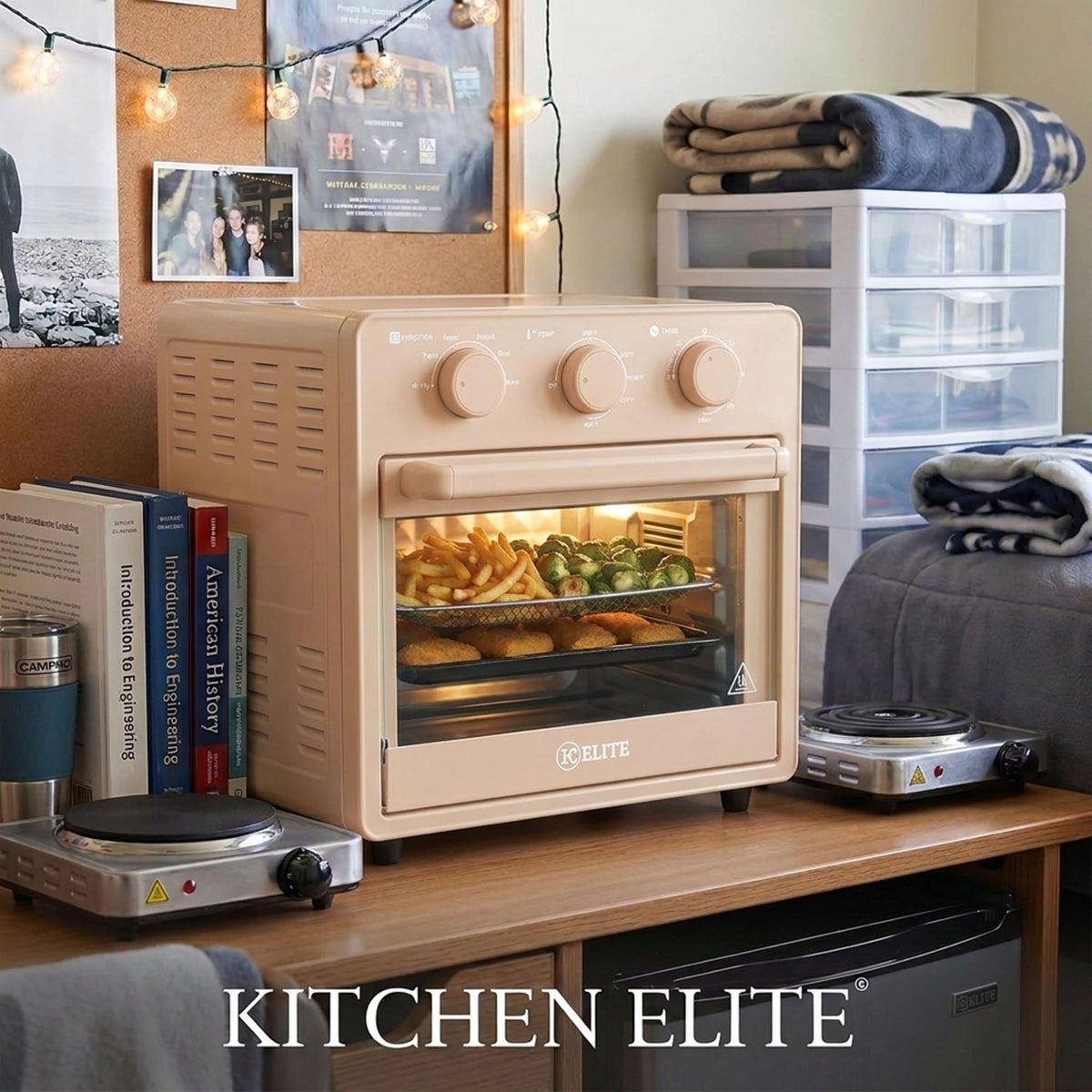 Kitchen Elite 16 Quart Mechanical Air Fryer Oven with Viewing Window, (Open Box)