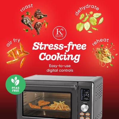 Kitchen Elite 26 Qt Stainless Digital Air Fryer Oven, 10 Smart Programs, Gray - VMInnovations