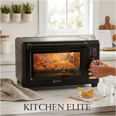 Kitchen Elite 26 Qt Stainless Digital Air Fryer Oven, 10 Smart Programs, Gray - VMInnovations