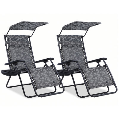 Bliss Hammocks 2 Pack 33" Wide XXL Zero Gravity Outdoor Lounge Chair with Canopy - VMInnovations