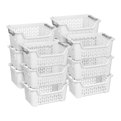 Sterilite Stacking Laundry Basket, 2 Bushel Hamper with Handles, White, 12 Pack - VMInnovations