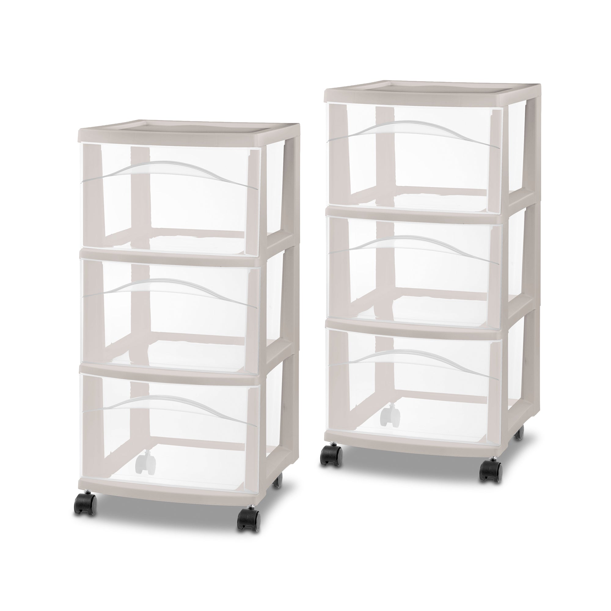 Sterilite 3 Drawer Storage Cart, Plastic Rolling Organization, Grey Pumice, 2 Pk - VMInnovations