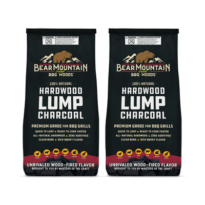 Bear Mountain BBQ 2 Pack Hardwood Lump Charcoal, Premium Grade for BBQ Grills
