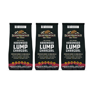 Bear Mountain BBQ 3 Pack Hardwood Lump Charcoal, Premium Grade for BBQ Grills