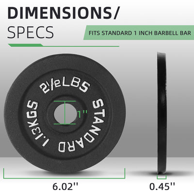 Fitvids 2.5 lb Cast Iron Grip Weight Plate, Set of 4 Olympic Plate for Home Gym