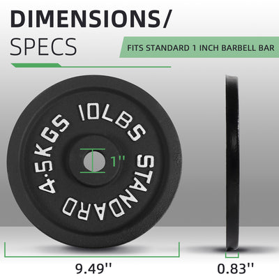 Fitvids Cast Iron Weight Plate, 4 Sets 10 lb Olympic Plate for Strength Training