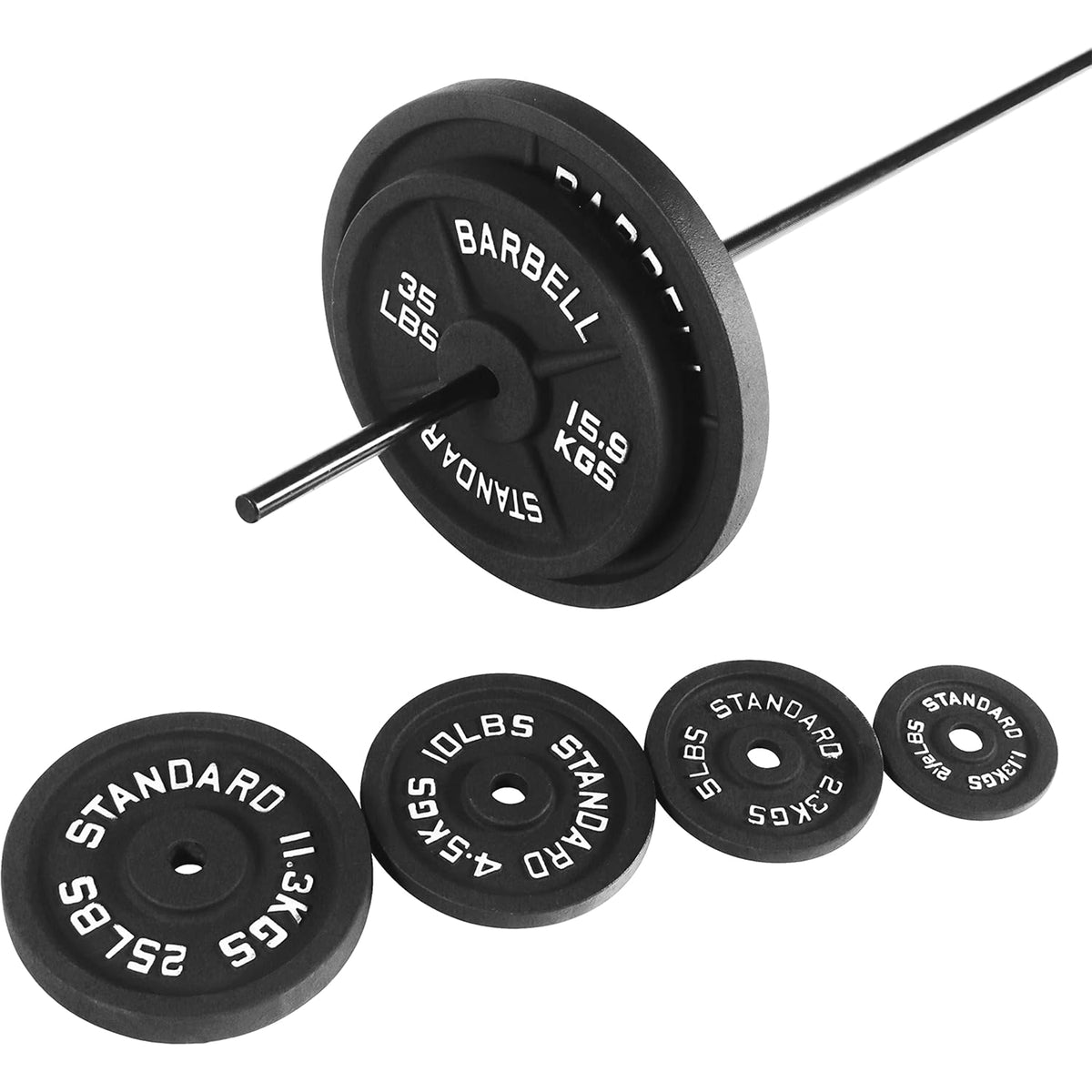 Fitvids 35 lb Cast Iron Grip Weight Plate, Olympic Plate for Strength Training