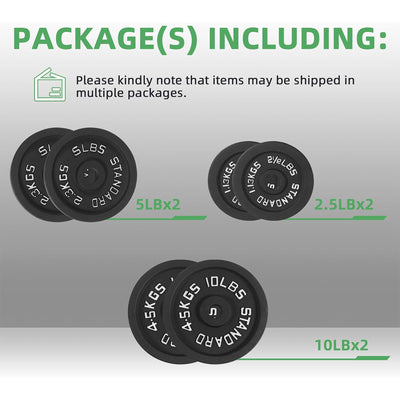 Fitvids 2.5, 5 &10 lb Cast Iron Grip Weight Plate Set, 3 Pairs of Olympic Plates