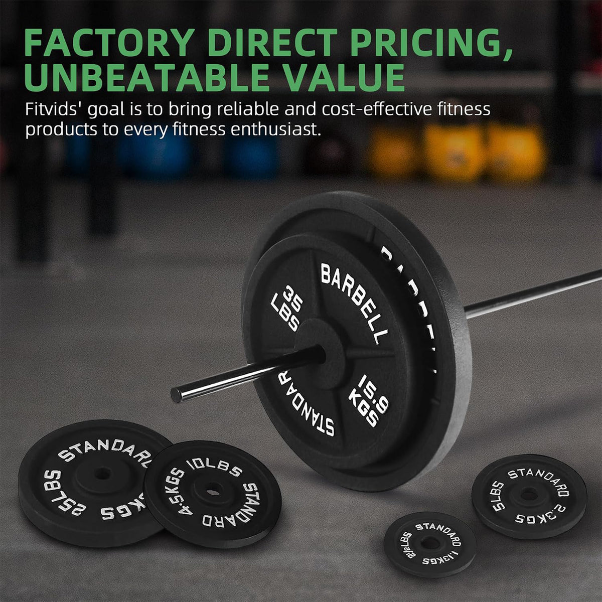 Fitvids 2.5, 5 &10 lb Cast Iron Grip Weight Plate Set, 3 Pairs of Olympic Plates